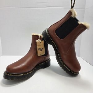 Dr. Martens 2976 Leonore Faux Fur Lined Brown Heeled Boots